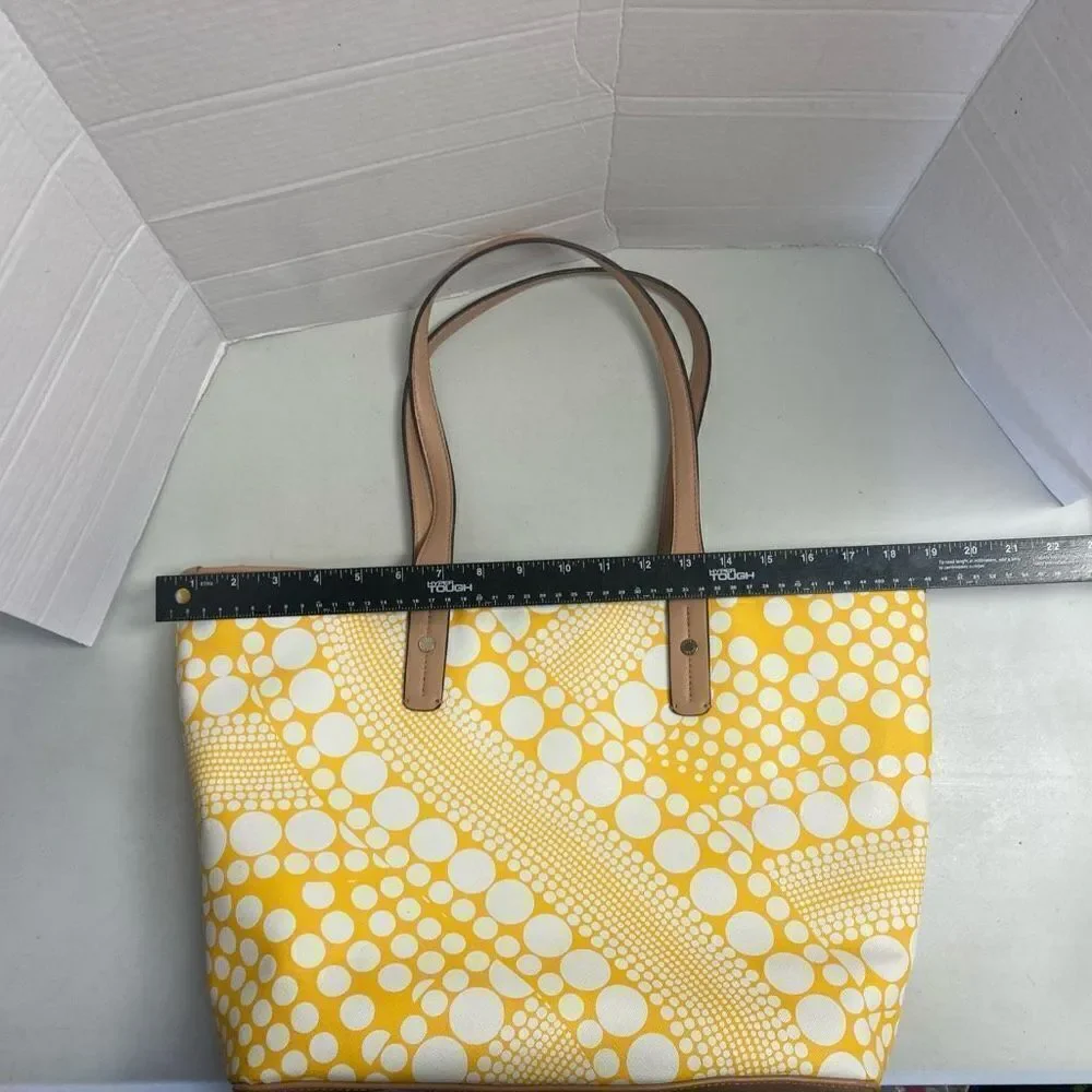 KATE LANDRY Women’s Tote Bag 12X6X13.5 Yellow & White‎